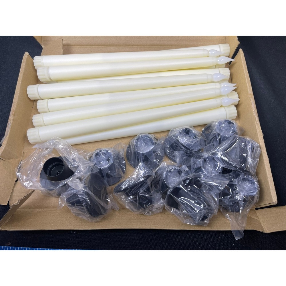 Tanlade 10 Pack Flameless LED Taper Candles with Bases Battery Operated Ivory
